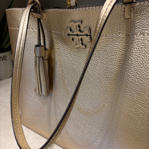 Tory Burch McGraw Metallic Leather Tote - Picture 3 of 11
